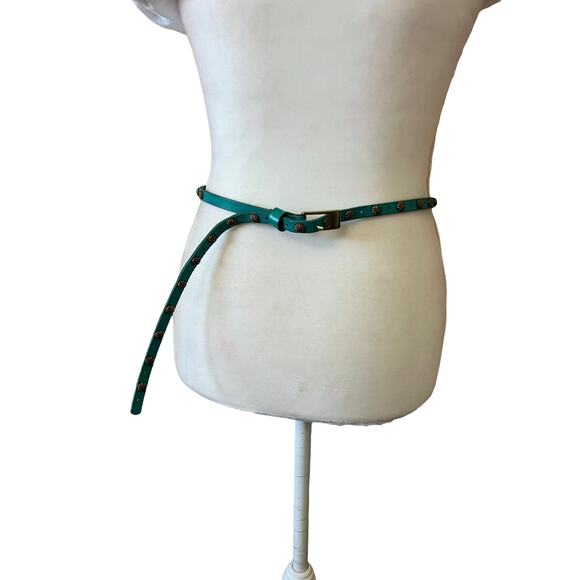 Fina Firenze Genuine Leather Belt aqua Blue Studded sz M main image 9